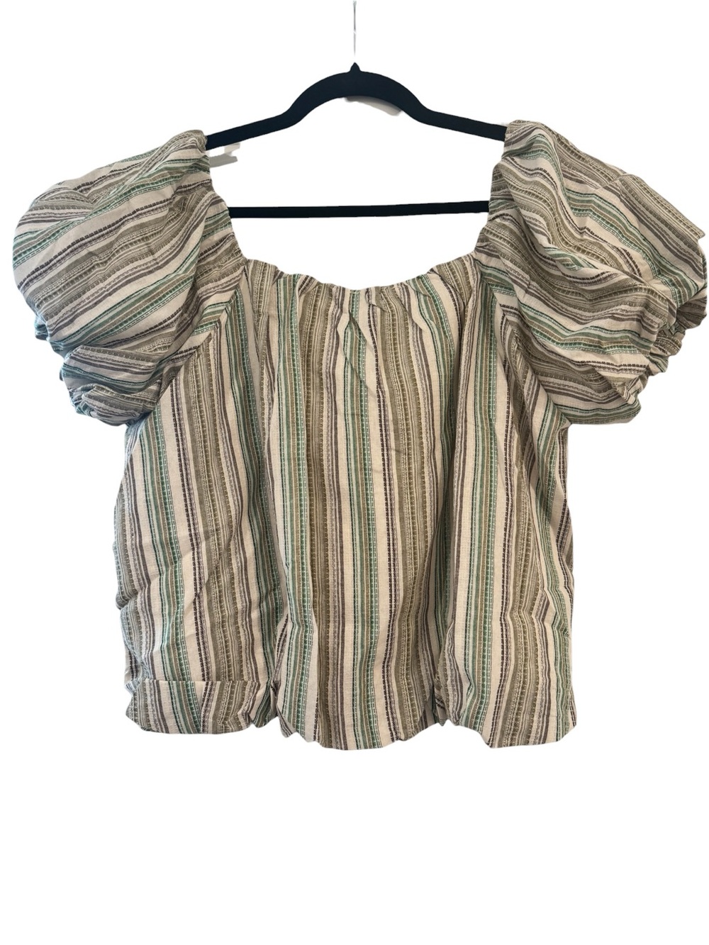 NWT Easel Striped Peasant Blouse with Tassel Tie - Picture 4 of 4
